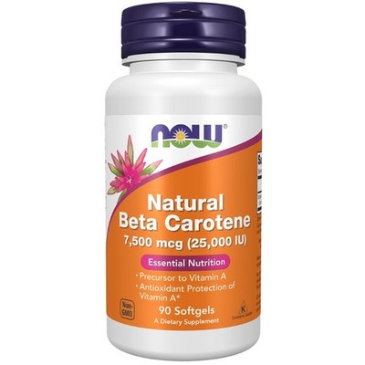 Natürliches Beta-Karotin 7500 mcg 90 Weichkapseln Vitamin-A-Vorläufer Now Foods
