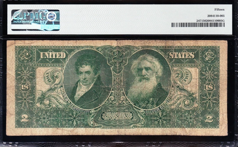 Nice *RARE* Choice Fine+ 1896 $2 EDUCATIONAL Silver Cert.! PMG 15! FREE SHIPPING - Image 3 of 3