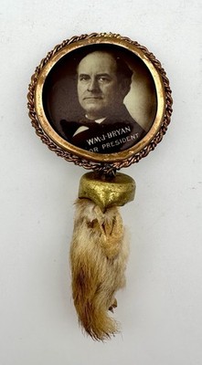 W.J. BRYAN Campaign Pin ~ Lucky Rabbits Foot Pinback RARE