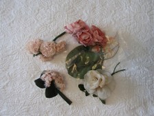 15 Vintage Millinery Hat Flowers Silk Velvet Cotton-Pink--White-Green Leaves- 16
