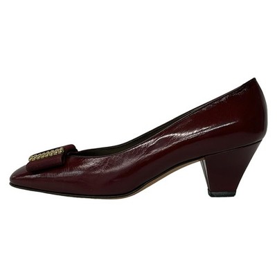 BRUNOMAGLI - Bordeaux Gold Leather Nylon Women's Pumps