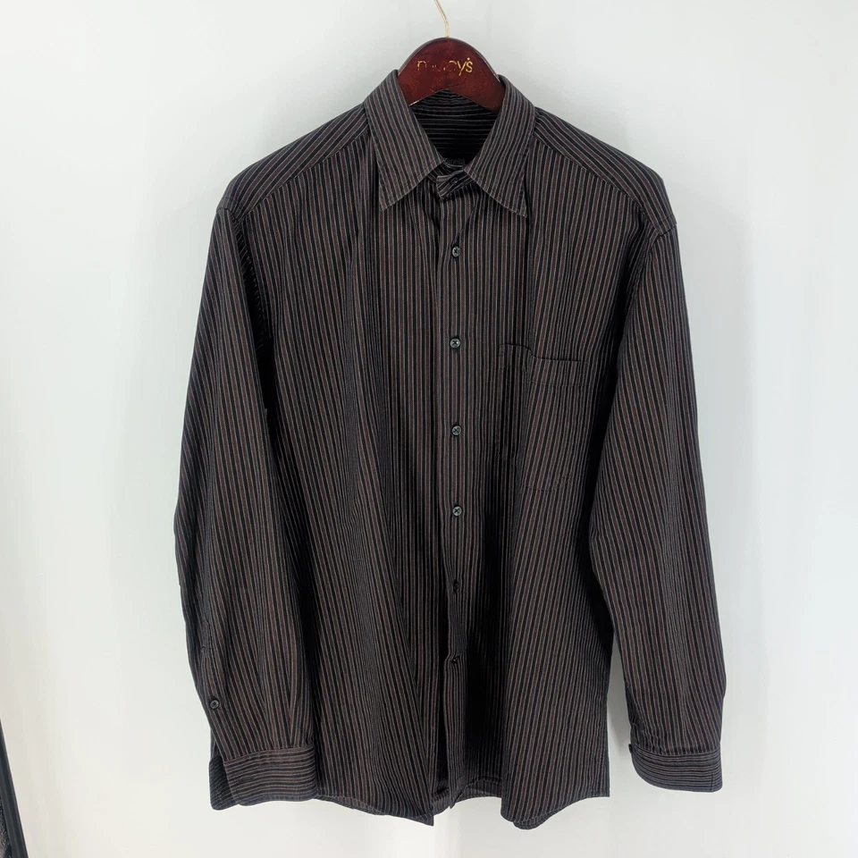 Vintage Zanella Long Sleeve Striped Outdoor Button Up Shirt Brown Black Size M - Image 2 of 4