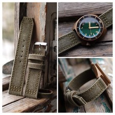 22mm Green Khaki handmade lightweight canvas ...
