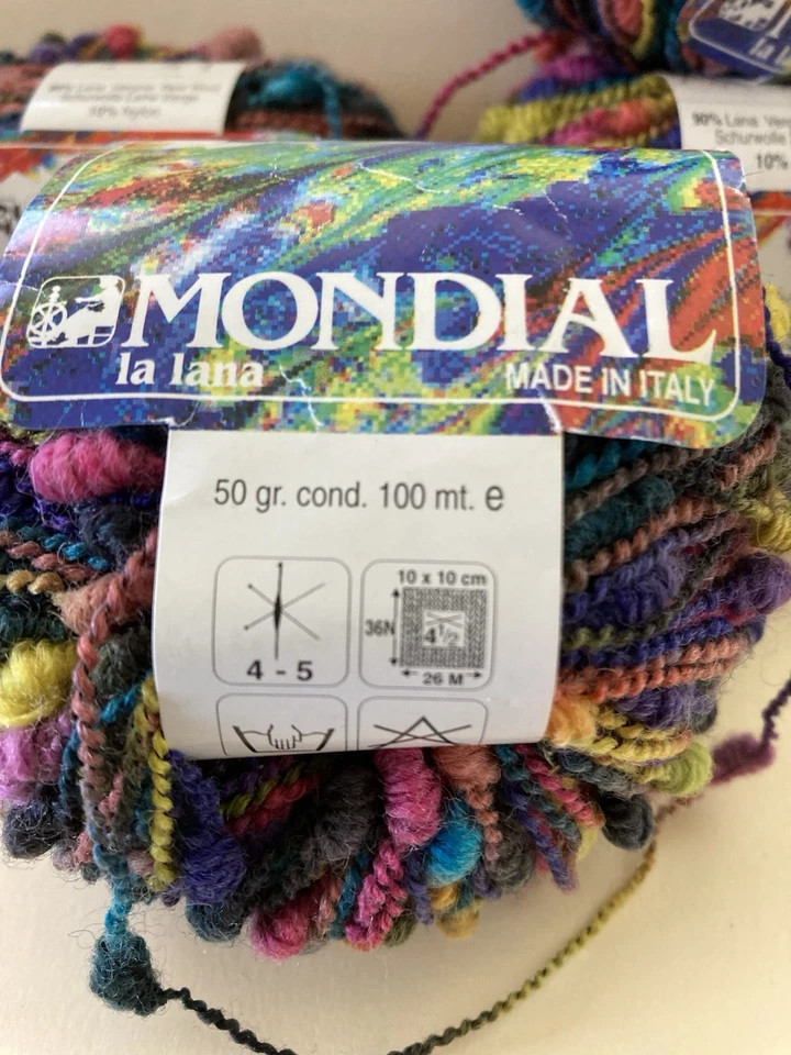 4 NWT Balls Mondial ESTROSA 90% New Wool 10% Nylon Multicolor Italy 50g 100m - Image 3 of 4
