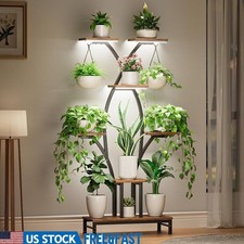 7-Tier Plant Stand W/ Adjustable Grow Lights Indoor Plant Display Rack New