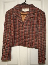 Vintage Doncaster Women  s Cropped Blazer   100 Silk   Multicolor Tweed Size 10