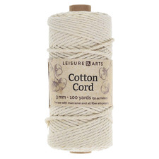 Essentials By Leisure Arts Macrame Cotton Cord 3Mm 100Yd Natural, Macrame Cord,