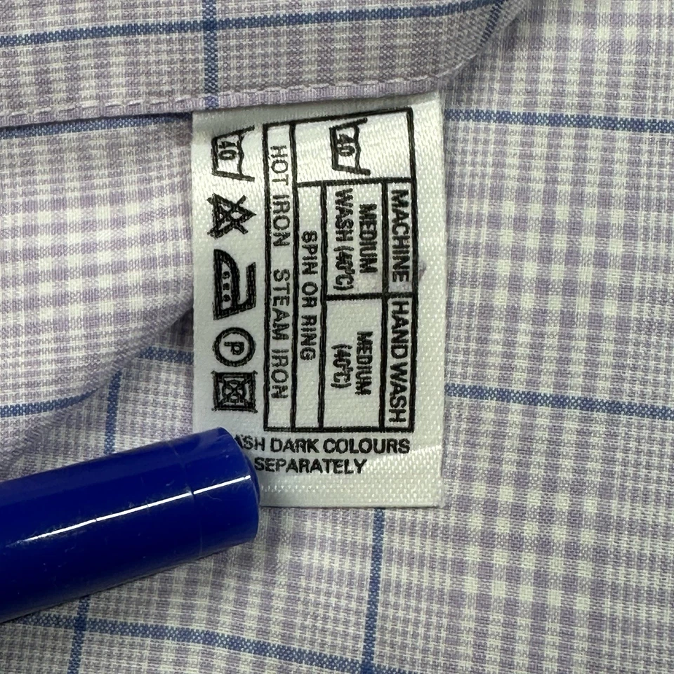 Camisa de vestir Thomas rosa 17/35 XL 43 cm ventana cuadros 100 % algodón Londres NOTA Foto 4 de 4