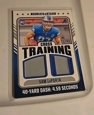 2023 Rookies and Stars Sam LaPorta rookie dual jersey patch 21/49 DETROIT LIONS 