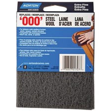 Norton 01727 Steel Wool, 4-3/8 in L, 5-1/2 in W, 000 Grit, Extra Fine, Gray