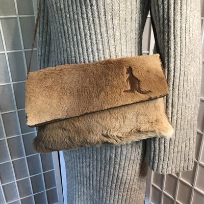 Kangaroo Fur Crossbody Shoulder Clutch Purse Flap Snap Soft Made in Australia
