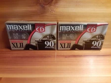 Lot of Two Maxell XLII 90 Cassette Tapes, Type II, High Bias. New Unopened 