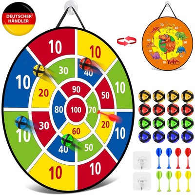 Kinder Klett Dartscheibe 26 Zoll für Faltbares 16 Bällen 8 Pfeilen 2 Haken NEU