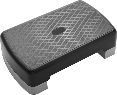 18'' Workout Aerobic Stepper Step Platform with 2 Risers Black and Gray 