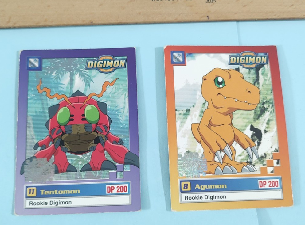 Lot 1999 Digimon Rookie #8 Agumon #11 Tentomon Exclusive Preview Card DP 200 HP
