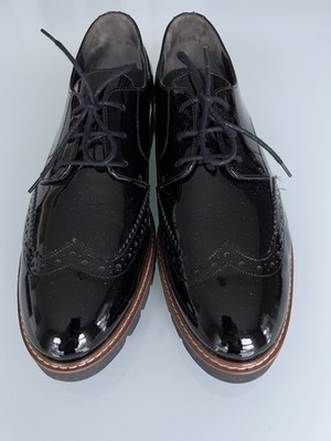 Paul Green Schnürschuhe Gr 42 Schwarz, Lackleder