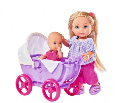 Evi Love mit Kinderwagen Puppe Simba Sortiert 12cm