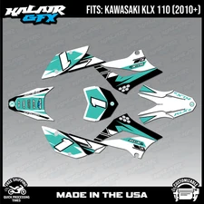 Graphics Kit for Kawasaki KLX110 KLX110R/RL (2010-2024) Blazing- Series- Teal
