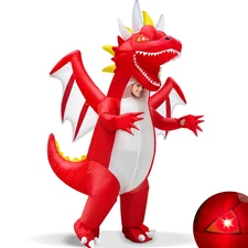 Camlinbo Halloween Inflatable Costume Adult Dragon with Lighted Red Eyes, Blo...