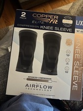 Copper Fit Elite Compression Knee Sleeve 2 Pack L/XL 16-20" Airflow Tech NEW