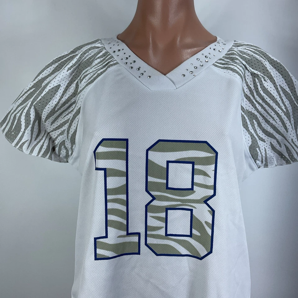 NFL Indianapolis Colts Reebok Mujer Peyton Manning #18 Lentejuelas Jersey Cebra Foto 3 de 4