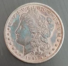 1891-CC Morgan 90% Silver S$1 Dollar VAM 3 Spitting Eagle+CC/CC BLUE TONING Coin