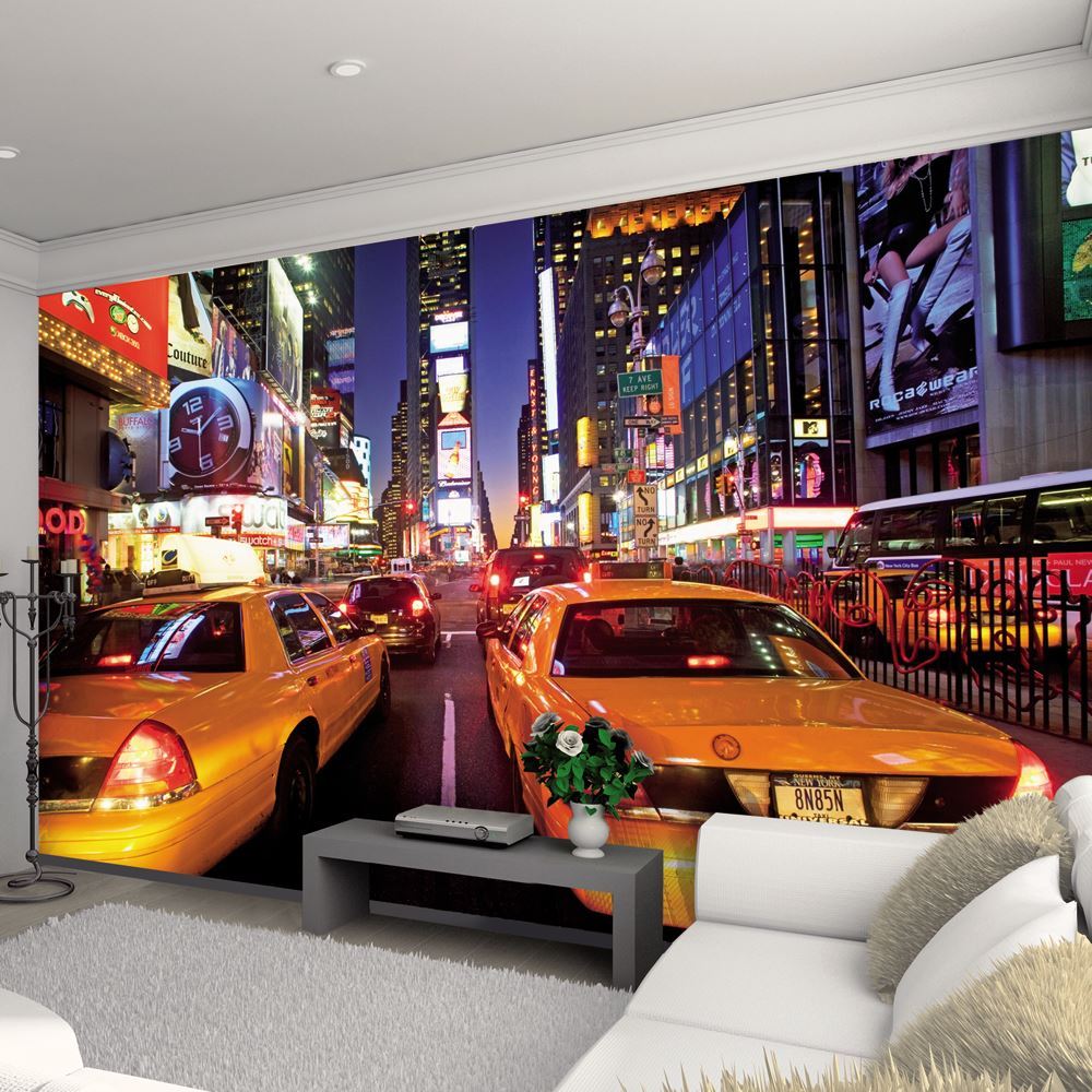 NEW YORK TIMES SQUARE WALL MURAL FEATURE WALL NEW FREE P+P NEW YORK TIMES SQUARE WALL MURAL FEATURE WALL NEW FREE P+P