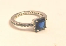 Authentic Pandora Ring, Timeless Elegance, Blue Crystal, #190947NBT