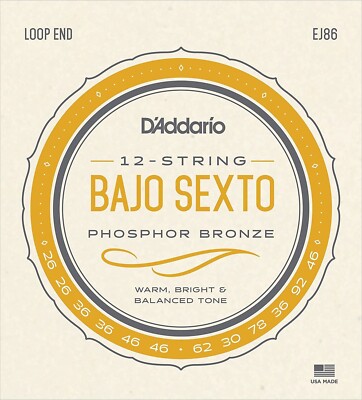 D'addario EJ86 Bajo Sexto Strings Phosphor Bronze Loop End