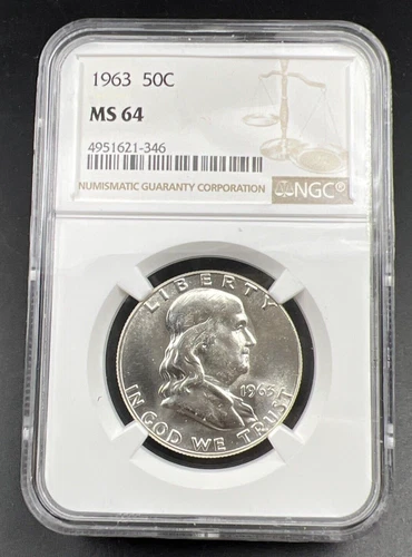 1963 P US Franklin Silver Half Dollar Coin NGC MS64 Choice BU Certified #346