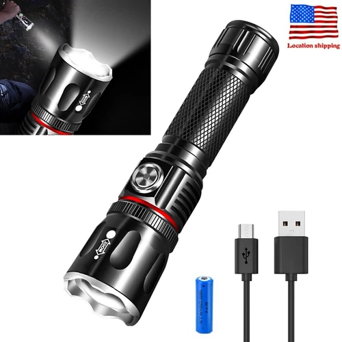 99000lm White Laser LED Flashlight 30W Tactical Torch Rechargeable Camping Work