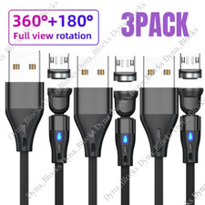 540  Rotate Magnetic Phone Charger Charging Micro Cable 3A For Android Samsung