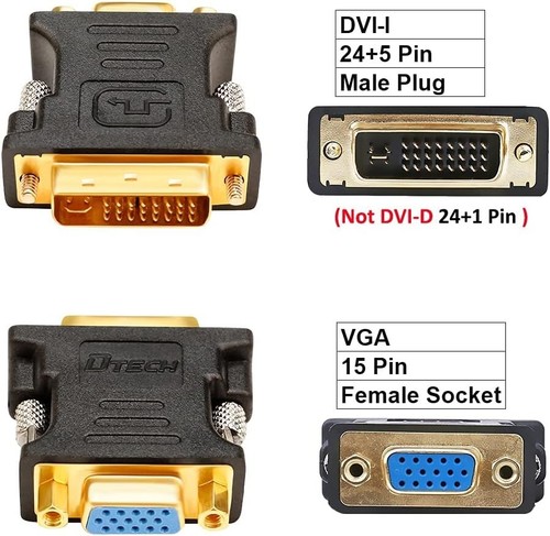 Stylish Black DVI Male to VGA Female Adapter - Secure Connection for Monitors - Picture 4 of 9