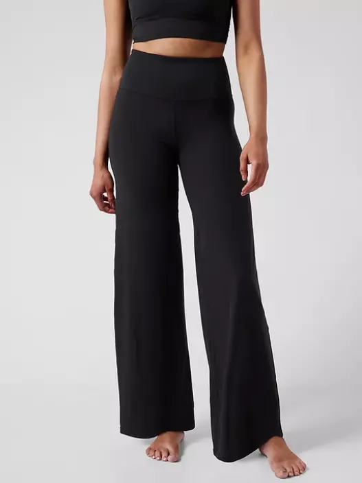 Athleta XSP XS PETITE Elation Wide Leg Pant Black Pants SOFT Yoga