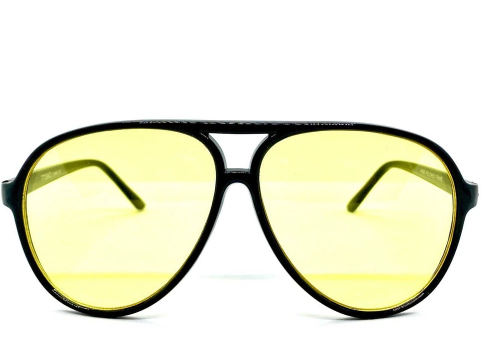 Gafas de sol clásicas vintage estilo retro marco negro conducción nocturna lente HD amarilla Foto 4 de 4