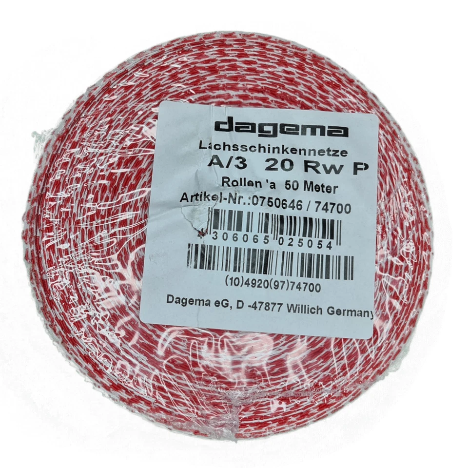 DAGEMA EG (0,53 € / m) Lachsschinkennetz Kaliber 20, 1 Rolle mit 50 Meter