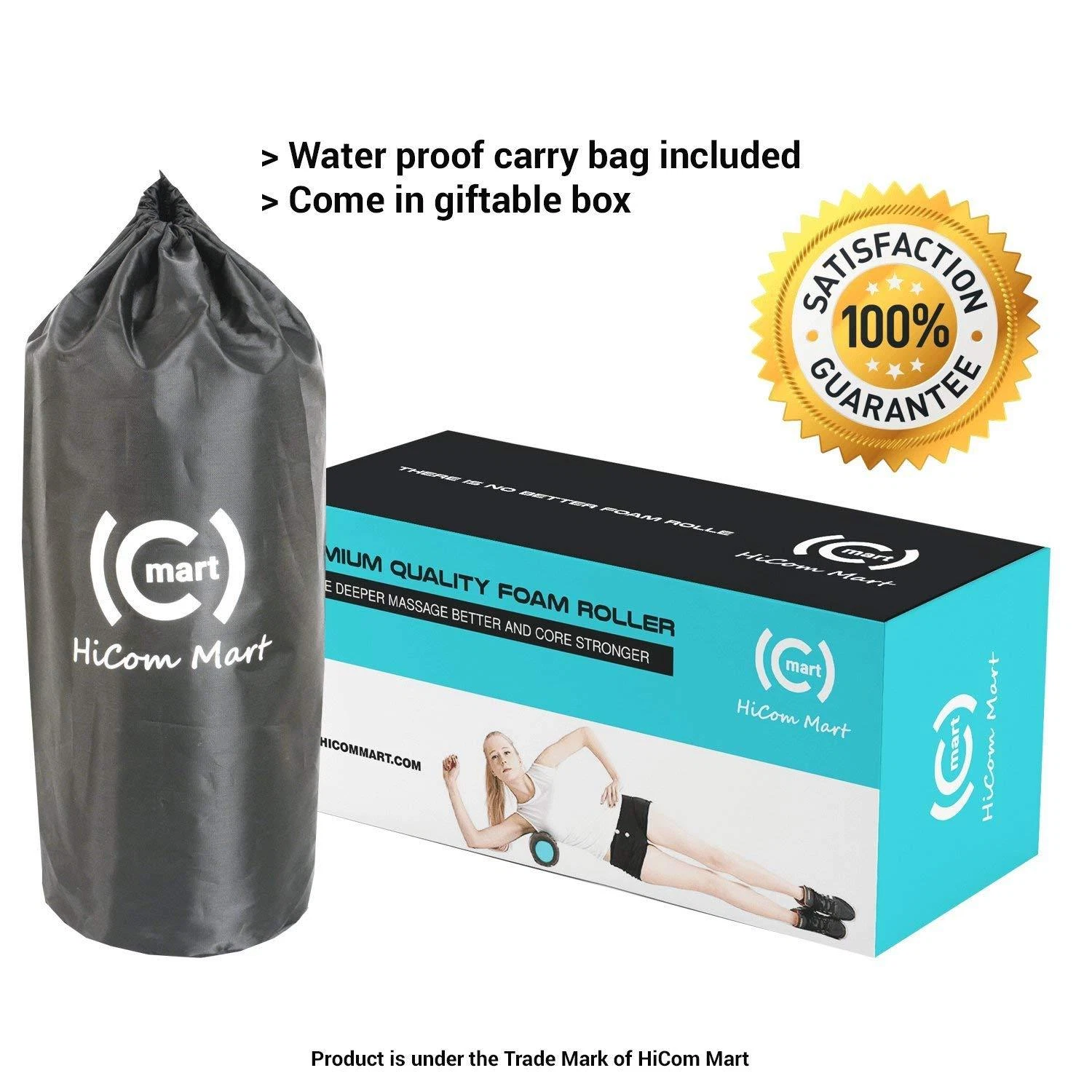 HiCom Mart - Durable Foam Massage Fitness Roller, Color: Black