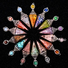 Stone Healing Chakra Hexagonal Pointed Crystal Pendulum for Divination Dowsing