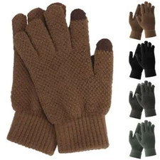 Mens Winter Snow Gloves Touchscreen Windproof Warm Thick Knit Wool Gloves Us