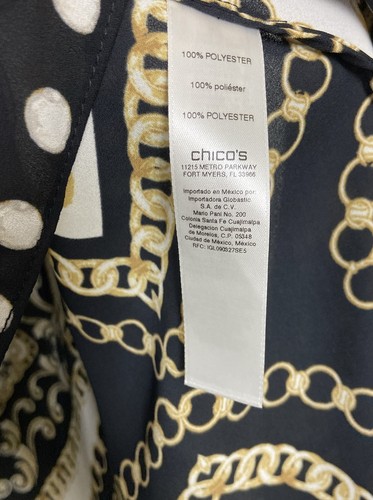 Chico's black/ gold/cream, chain link design, cold shoulder blouse size 3 (16) - Picture 6 of 6