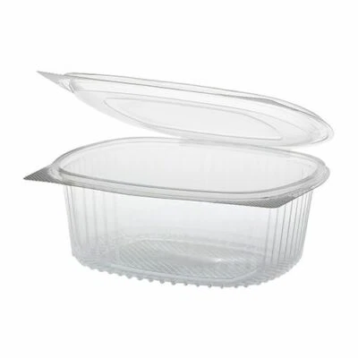 Papstar Feinkost- und Salatschalen mit Klappdeckel R-PET oval 1000 ml klar
