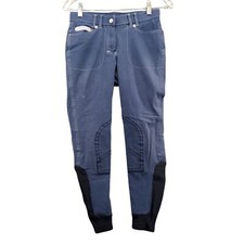 Euro Star Women's Equestrian Breeches Pants Blue S 5-Pocket Zip Fly Tapered Leg