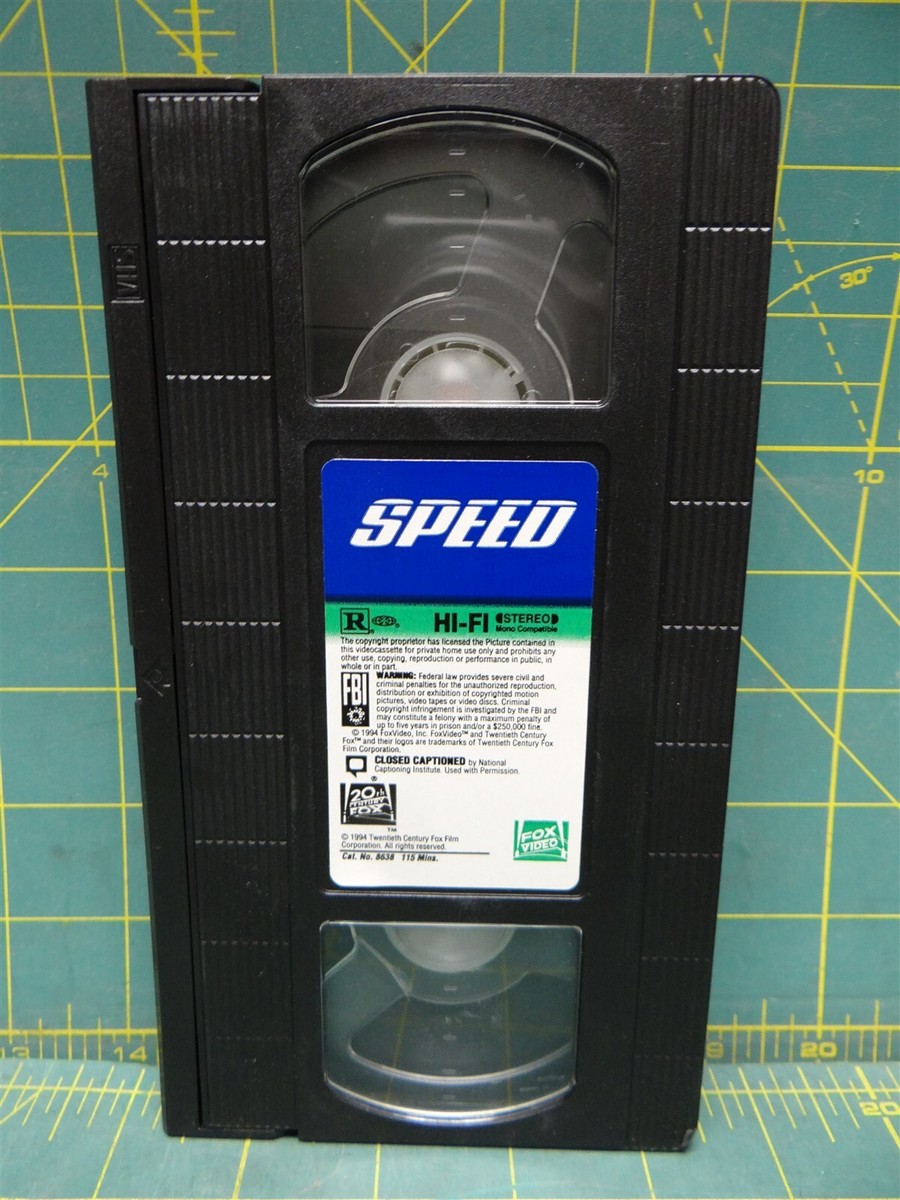 Speed 1994 VHS Tape Rated R Keanu Reeves 20th Century Fox