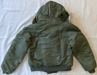 Vintage ALPHA IND JACKET FLYING MAN'S HEAVY ATTACHED HOOD N Vintage ALPHA IND JACKET FLYING MAN'S HEAVY ATTACHED HOOD N