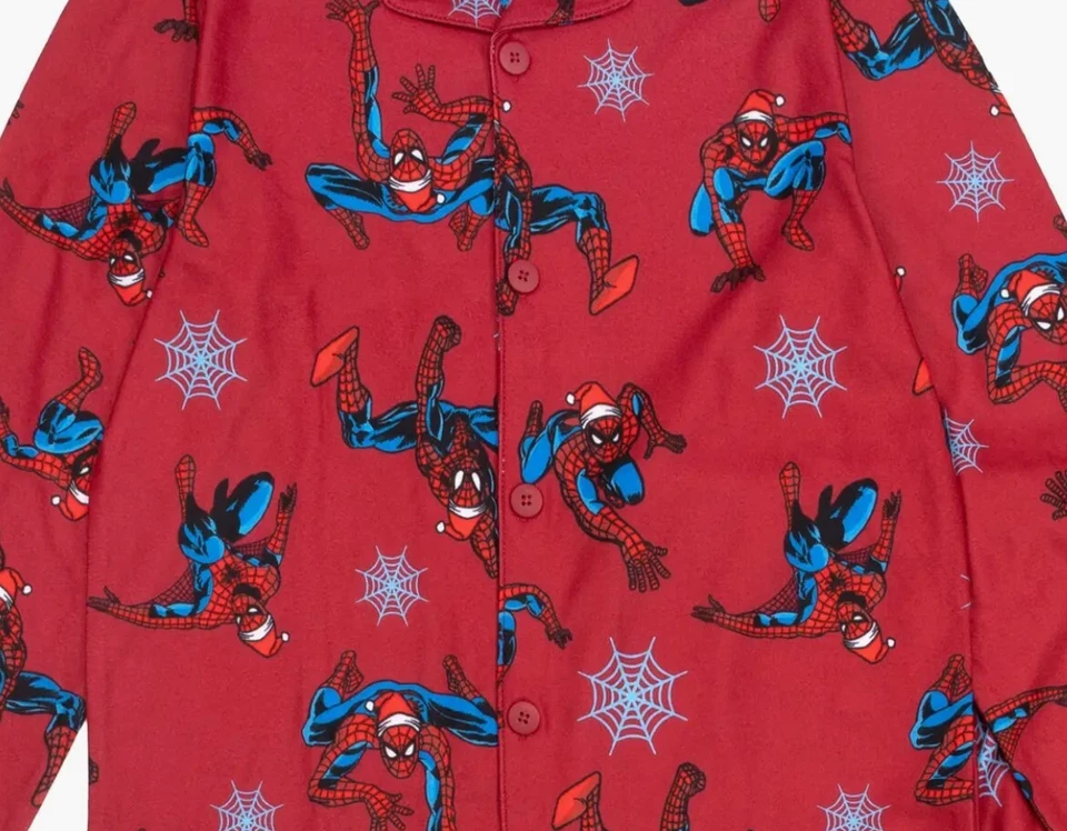 Spider-man Niño Superhéroe 'Santa Spidey' Franela Roja Navidad Pijama Set Foto 2 de 2