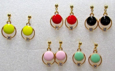 Golden Hoop Candy Color Drop - Rhinestone Dangle Stud U-Pick 5 Colors Free Ship