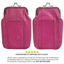Genuine Leather Cigarette Case with Lighter Pouch Hot Pink by Leatherboss