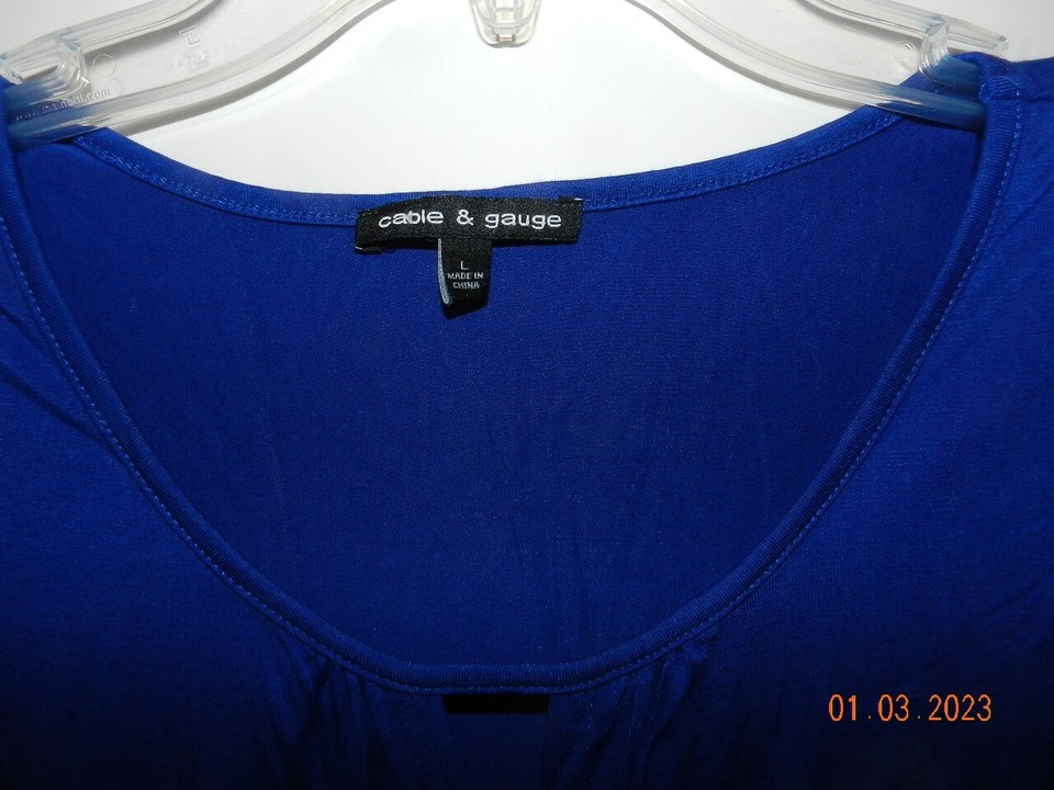 Womens Cable & Gauge L sleeveless top royal blue tank top vneck eBay
