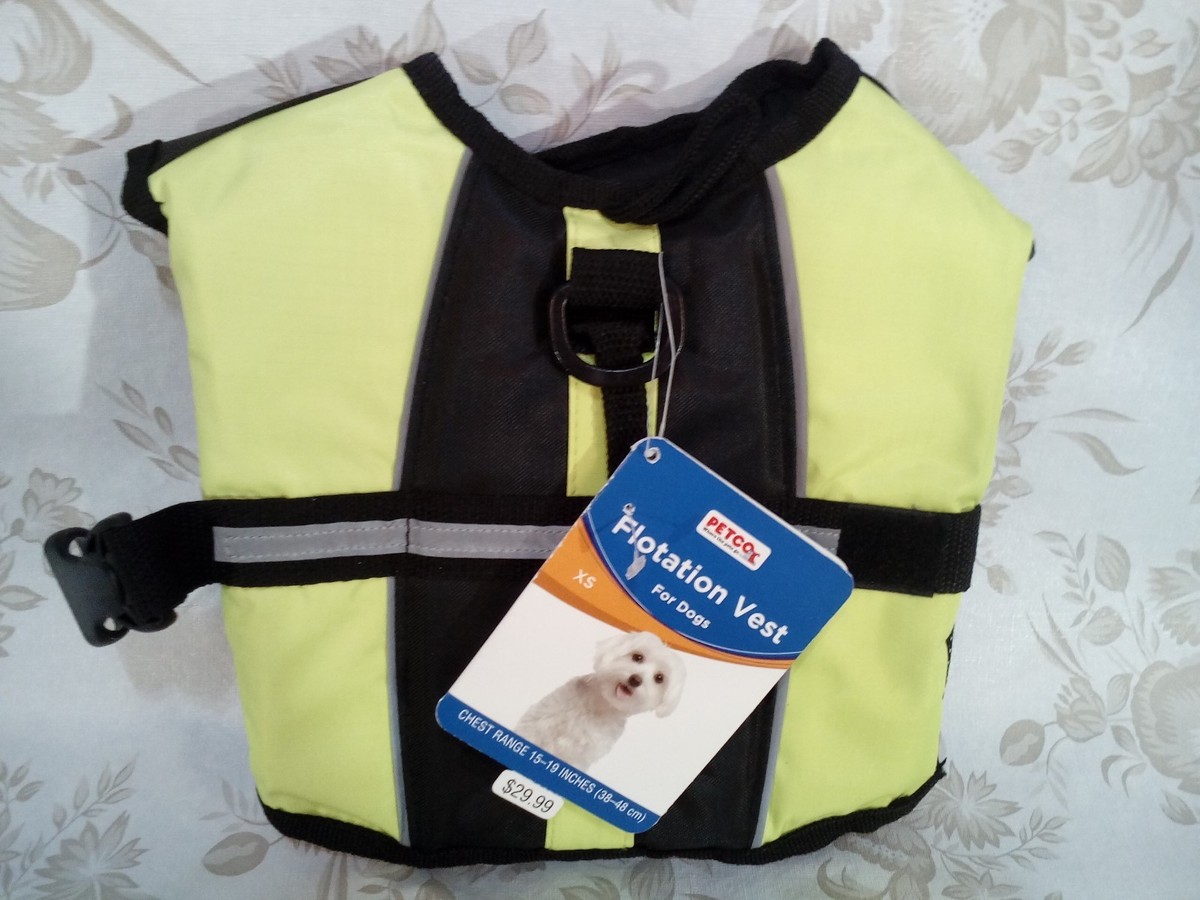 Dog Life Vest Reflective Flotation Sz XS High Visablity Yellow