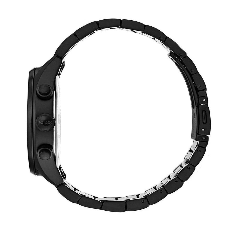 NEW HUGO BOSS 1513676 MEN'S STAINLESS STEEL BLACK STRAP & BLACK DIAL 44MM - Image 4 of 4